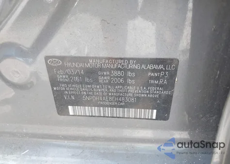2014 Hyundai Elantra Se from USA, damaged, VIN 5NPDH4AE8EH483081